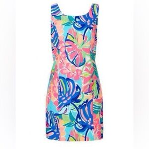 Cathy Shift Dress in Multi Neon Exotic Garden